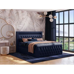 CESAR Kárpitozott ágy  140x200 cm Sötét kék