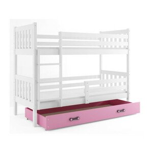 Gyermek emeletes ágy CARINO tárolóhellyel 80x190 cm - fehér Rózsaszín