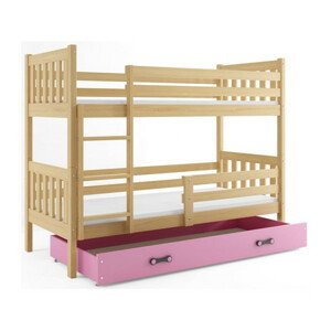 Gyermek emeletes ágy CARINO tárolóhellyel 80x160 cm - fenyő Rózsaszín