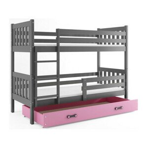 Gyermek emeletes ágy CARINO tárolóhellyel 80x190 cm - grafit Rózsaszín