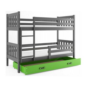 Gyermek emeletes ágy CARINO tárolóhellyel 80x190 cm - grafit Zöld