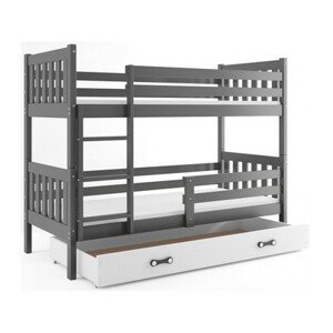 Gyermek emeletes ágy CARINO tárolóhellyel 80x190 cm - grafit Fehér