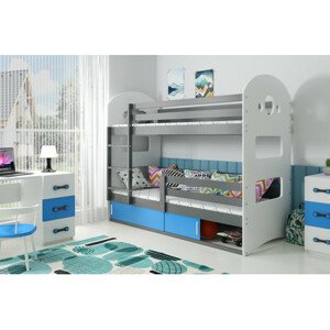 Gyerek emeletes ágy DOMINIK tárolóhellyel 80x190 cm - grafit Kék