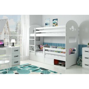 Gyerek emeletes ágy DOMINIK tárolóhellyel 80x190 cm - fehér Fehér