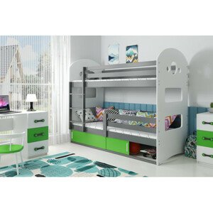 Gyerek emeletes ágy DOMINIK tárolóhellyel 80x160 cm - grafit Zöld