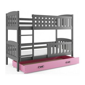 Gyerek emeletes ágy KUBUS tárolóhellyel 80x190 cm - grafit Rózsaszín