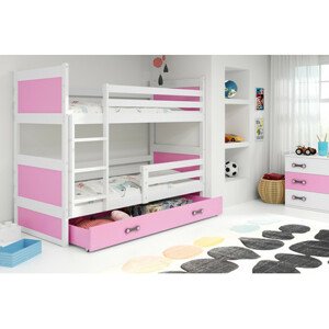Gyerek emeletes ágy RICO 160x80 cm Rózsaszín Fehér