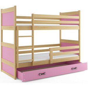 Gyerek emeletes ágy RICO 200x90 cm Rózsaszín Fenyő