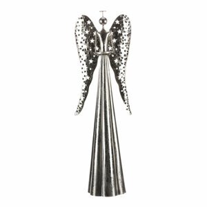 Karácsonyi angyal dekoráció teamécseshez vagy LED gyertyához, ezüst, 23 x 70 x 16 cm