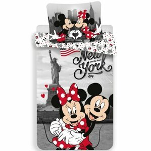 Mickey and Minnie in New York gyermek pamut ágynemű, 140 x 200 cm, 70 x 90 cm